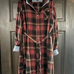 Legendary Whitetails Burgundy and Black Flannel Shirt Dress
